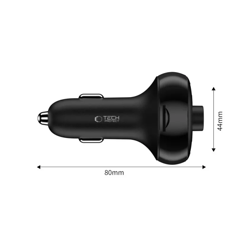TECH-PROTECT CC06 caricabatterie auto 3 porte PD 72W + trasmettitore FM Bluetooth nero