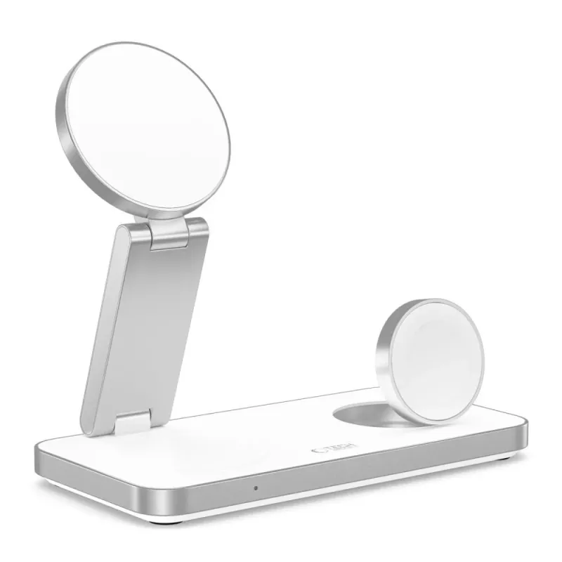 TECH-PROTECT QI15W-A47 caricabatterie wireless magnetico MagSafe 3 in 1 bianco