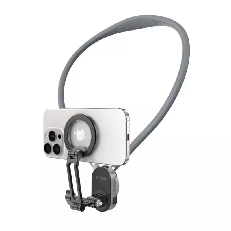 TECH-PROTECT AC200 supporto collo magnetico MagSafe e GoPro e DJI grigio pastello