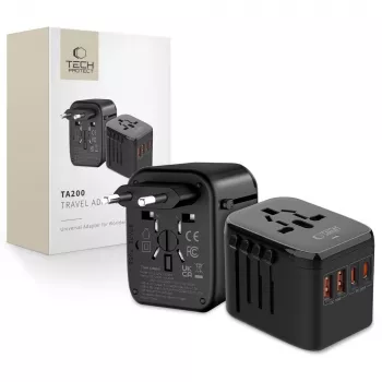 TECH-PROTECT TA200 adattatore da viaggio EU / UK / US / AU nero