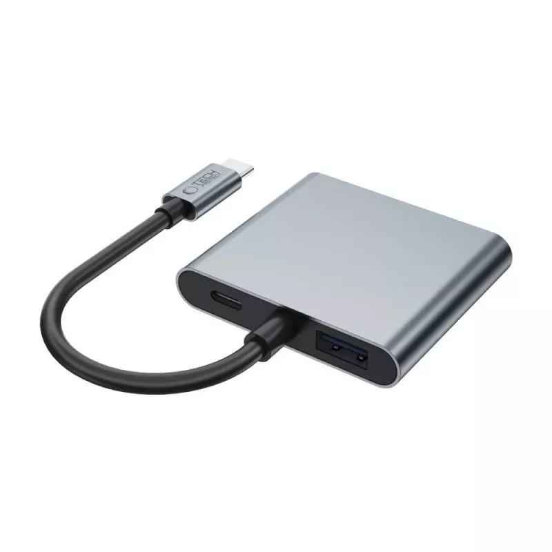 TECH-PROTECT HB08 adattatore hub 4 in 1 USB-C + USB 2.0 + 2x HDMI 4K 60Hz grigio siderale