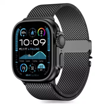 TECH-PROTECT MILANO Cinturino Milanese Loop in maglia acciaio inox nero per Apple Watch 8 / 9 / 10 / 11 / SE / Ultra (44 / 45 / 46 / 49 mm)