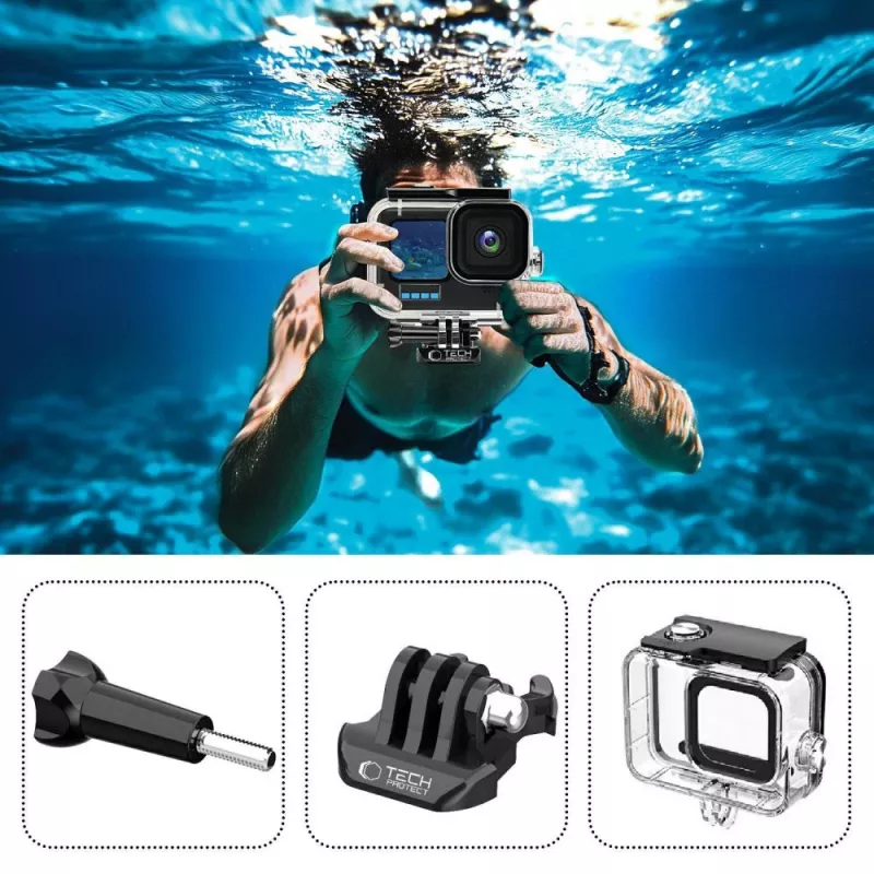 TECH-PROTECT GA200 Custodia impermeabile per GoPro Hero 9 / 10 / 11 / 12 / 13 - trasparente