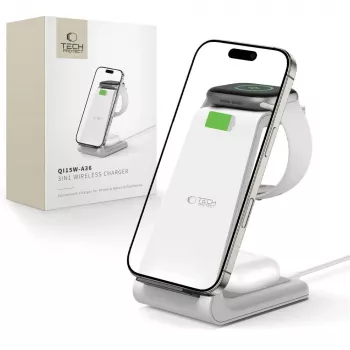 TECH-PROTECT QI15W-A36 Caricatore wireless 3-in-1 per Apple bianco