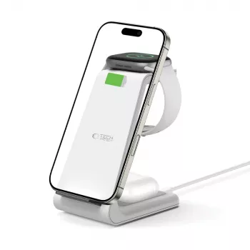 TECH-PROTECT QI15W-A36 Caricatore wireless 3-in-1 per Apple bianco