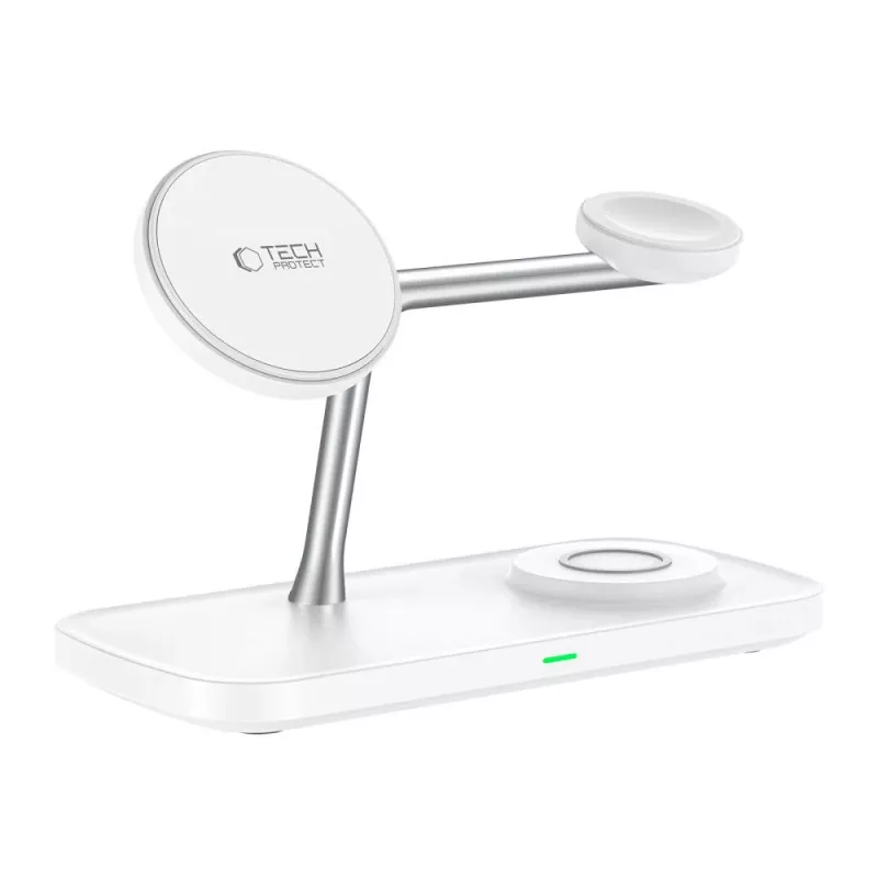 TECH-PROTECT QI15W-A45 Caricatore wireless magnetico MagSafe 3-in-1 bianco
