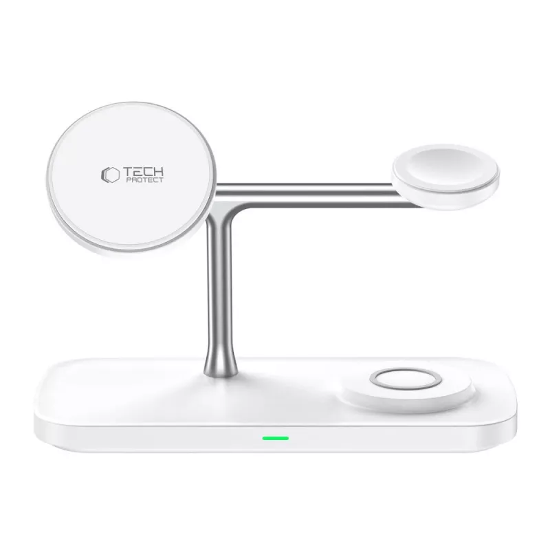 TECH-PROTECT QI15W-A45 Caricatore wireless magnetico MagSafe 3-in-1 bianco