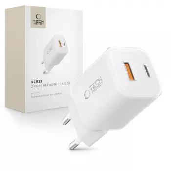 TECH-PROTECT NCM33 Caricatore da rete 2 porte PD 33W / QC3.0 bianco