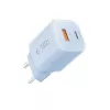 TECH-PROTECT NCM33 caricabatterie da rete 2 porte PD 33W / QC3.0 azzurro