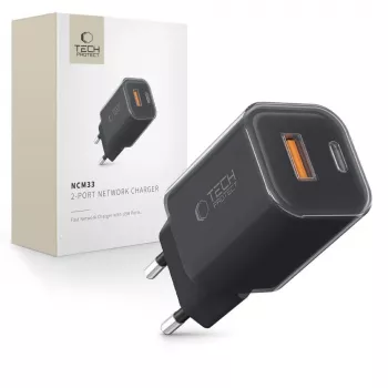TECH-PROTECT NCM33 caricabatterie da rete 2 porte PD 33W / QC3.0 nero