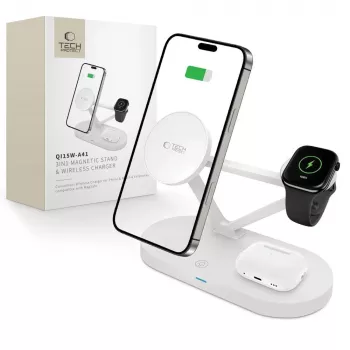 Tech-Protect QI15W-A41 stazione di ricarica wireless MagSafe 3IN1 bianca