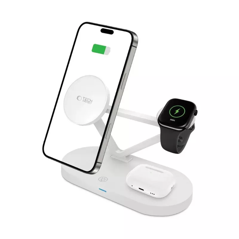 Tech-Protect QI15W-A41 stazione di ricarica wireless MagSafe 3IN1 bianca