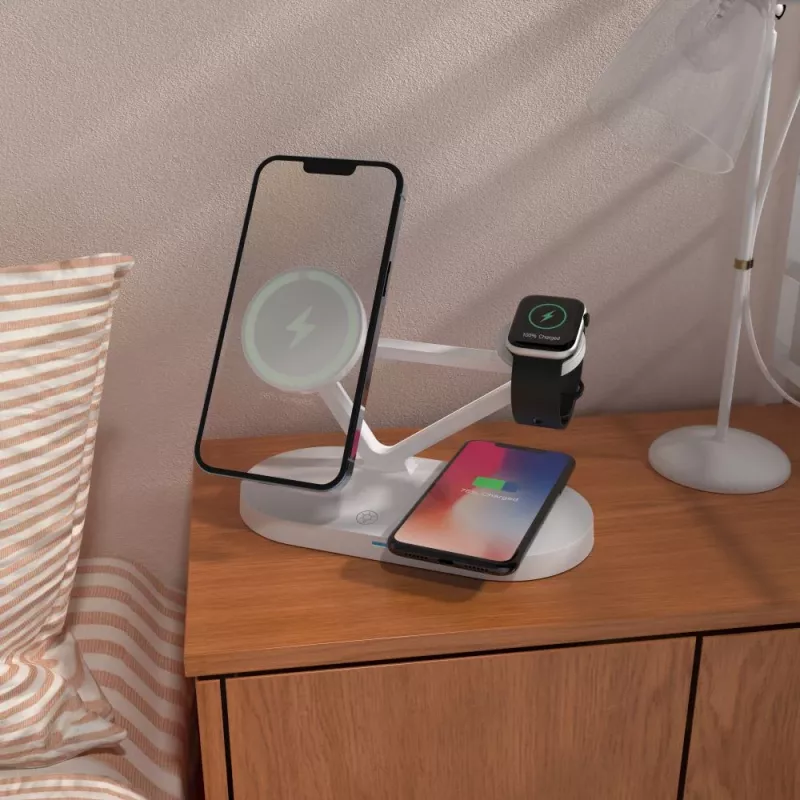 Tech-Protect QI15W-A41 stazione di ricarica wireless MagSafe 3IN1 bianca