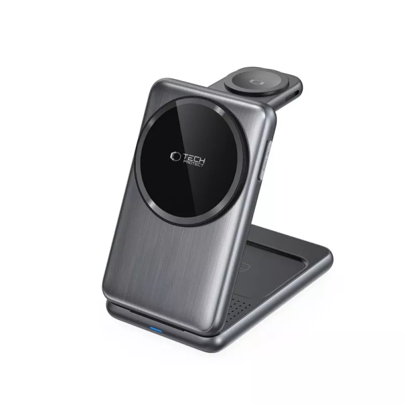 TECH-PROTECT QI15W-A42 caricabatterie wireless magnetico MagSafe 3in1 grigio siderale