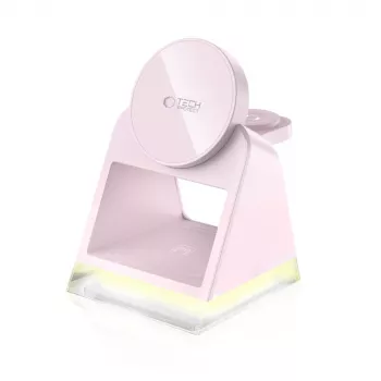 Tech-Protect QI15W-A43 stazione di ricarica wireless MagSafe 3IN1 rosa