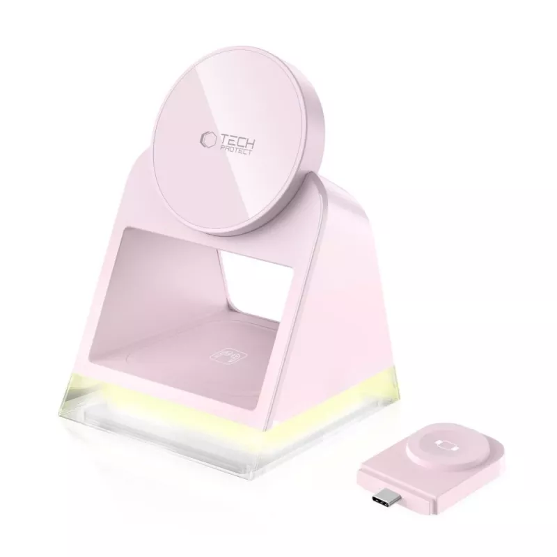 Tech-Protect QI15W-A43 stazione di ricarica wireless MagSafe 3IN1 rosa