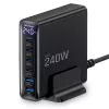 TECH-PROTECT DC240W-GAN caricabatterie da tavolo 6 porte PD 240W / QC3.0 nero