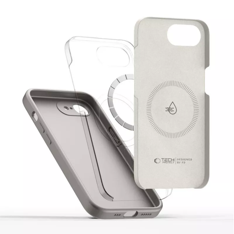 Tech-Protect Silicone Custodia MagSafe per Apple iPhone 16E / 17E, Grigio Pietra