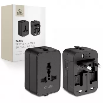 TECH-PROTECT TA300 Adattatore da Viaggio EU / UK / US / AU Nero