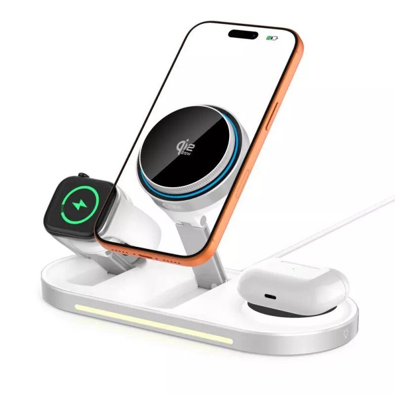 TECH-PROTECT A51 ARCTICBOOST Ricarica Wireless Magnetica MagSafe 3 in 1 25W Qi2.2 Bianco