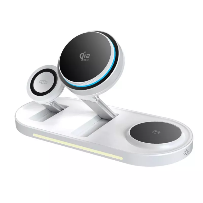 TECH-PROTECT A51 ARCTICBOOST Ricarica Wireless Magnetica MagSafe 3 in 1 25W Qi2.2 Bianco