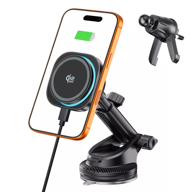 TECH-PROTECT V20 ARCTICBOOST Supporto Auto Magnetico MagSafe per Cruscotto e Bocchetta con Ricarica Wireless 25W Qi2.2 Nero