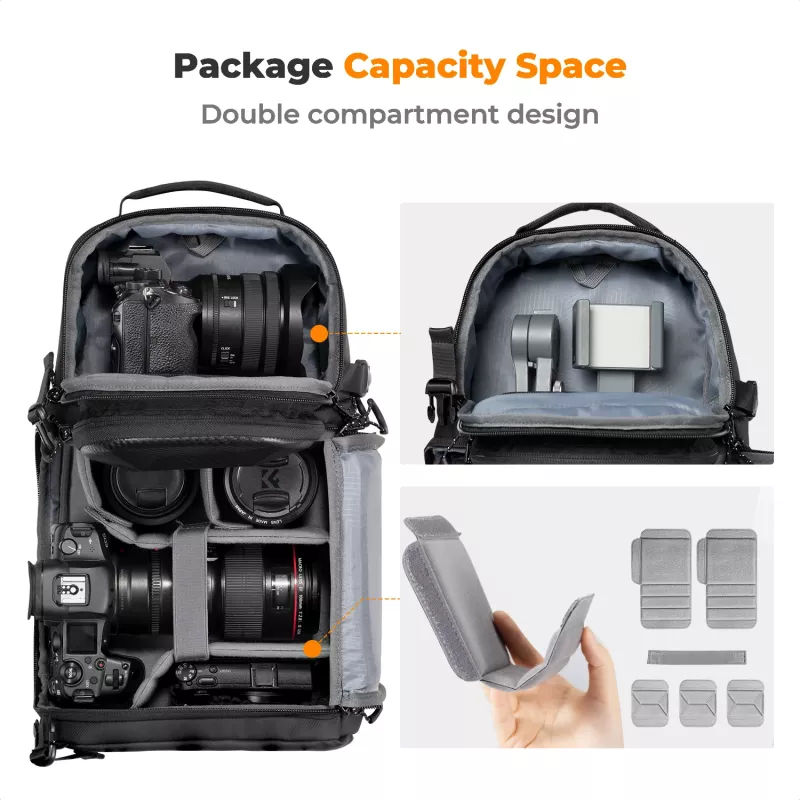 K&F Concept Sling Camera Bag 10L Crossbody DSLR Camera Bag nero KF13.176