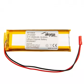 Akyga AKY0829 LP123497 batteria Li-Po 3.7V 4500mAh con PCM JST 2.54 2-Pin 150mm