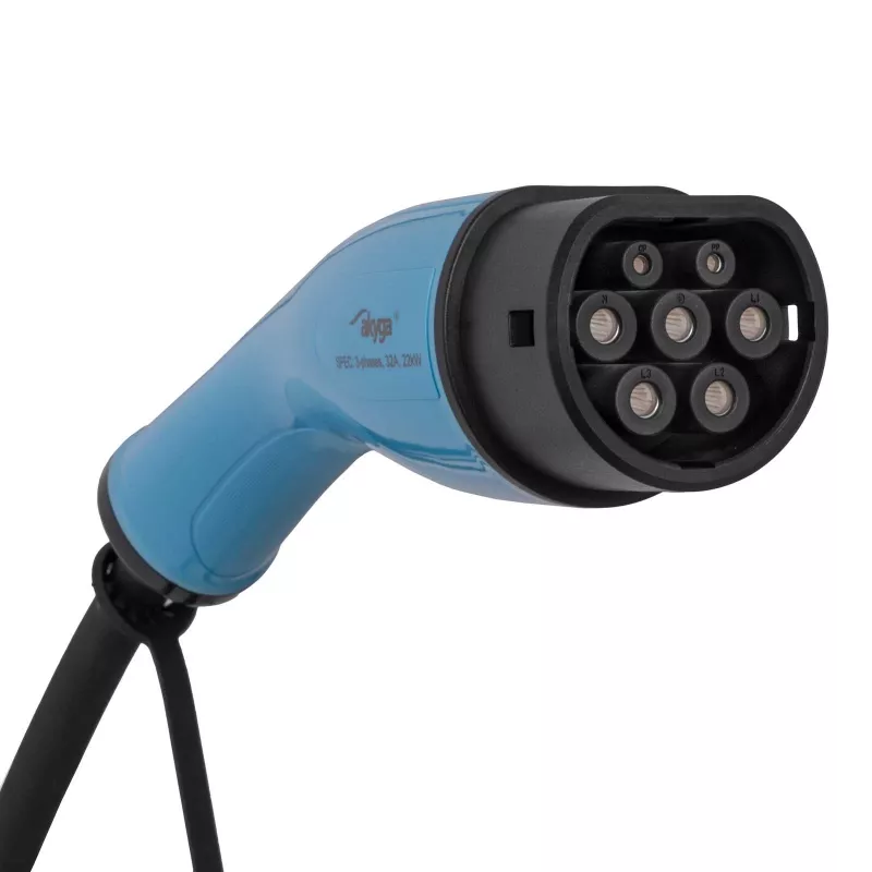 Akyga AK-EC-22 caricabatterie EV mobile, Type 2, spina CEE 5 poli, trifase, 32 A, 22 kW, LCD, 5 m