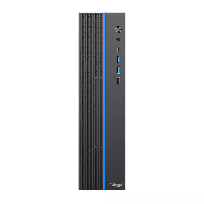 Akyga AK-302-01BL case per PC SFF, Micro-ATX / Mini-ITX, USB-C + 2x USB 3.0 + USB 2.0, senza alimentatore, nero