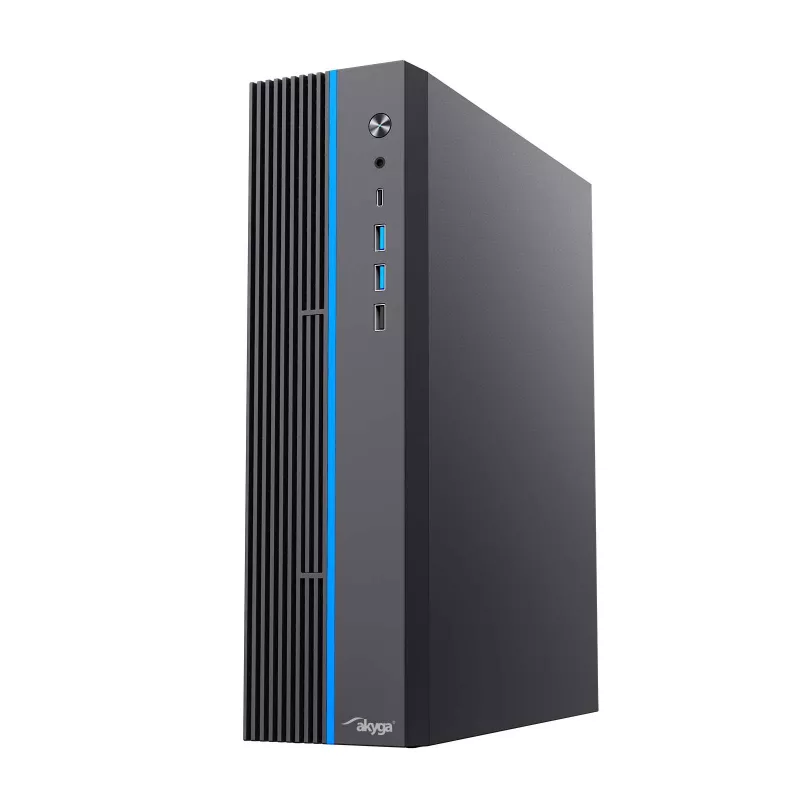 Akyga AK-302-01BL case per PC SFF, Micro-ATX / Mini-ITX, USB-C + 2x USB 3.0 + USB 2.0, senza alimentatore, nero