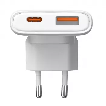 Akyga AK-CH-31 caricabatterie USB GaN piatto 65 W, USB-C PD + USB-A, bianco