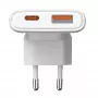 Akyga AK-CH-31 caricabatterie USB GaN piatto 65 W, USB-C PD + USB-A, bianco