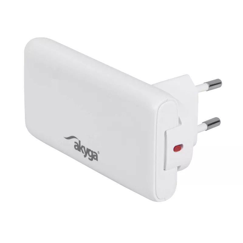 Akyga AK-CH-31 caricabatterie USB GaN piatto 65 W, USB-C PD + USB-A, bianco