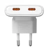 Akyga AK-CH-32 caricabatterie USB-C GaN piatto 65 W, 2 x USB-C PD, bianco