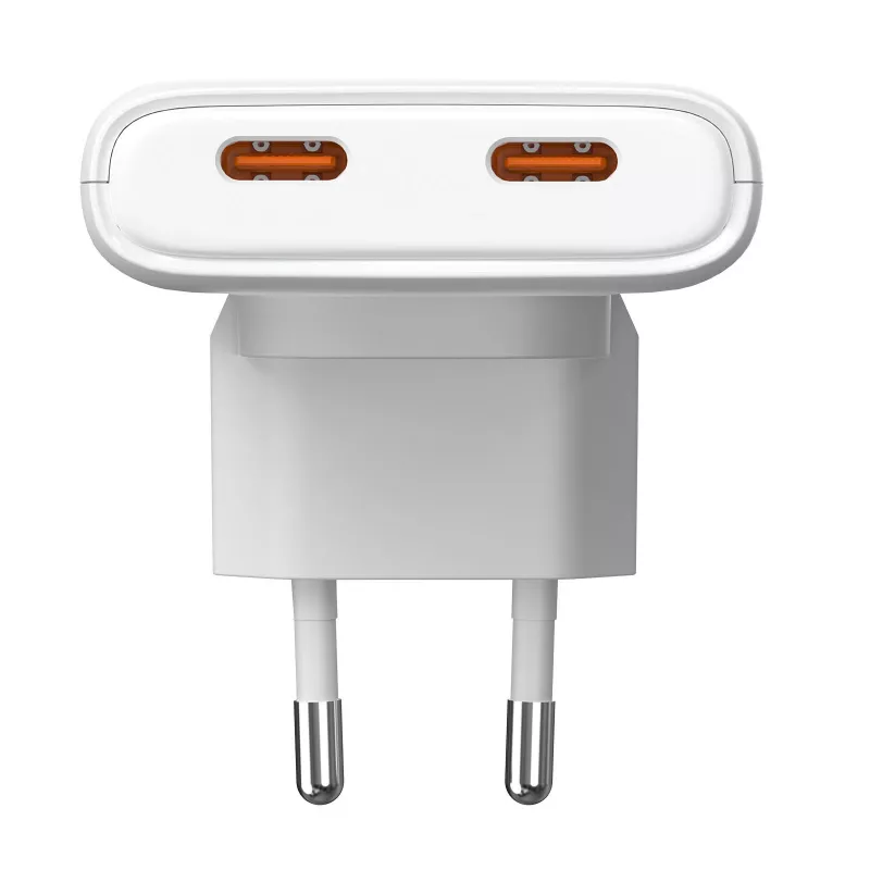 Akyga AK-CH-32 caricabatterie USB-C GaN piatto 65 W, 2 x USB-C PD, bianco