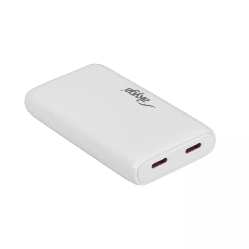 Akyga AK-CH-32 caricabatterie USB-C GaN piatto 65 W, 2 x USB-C PD, bianco