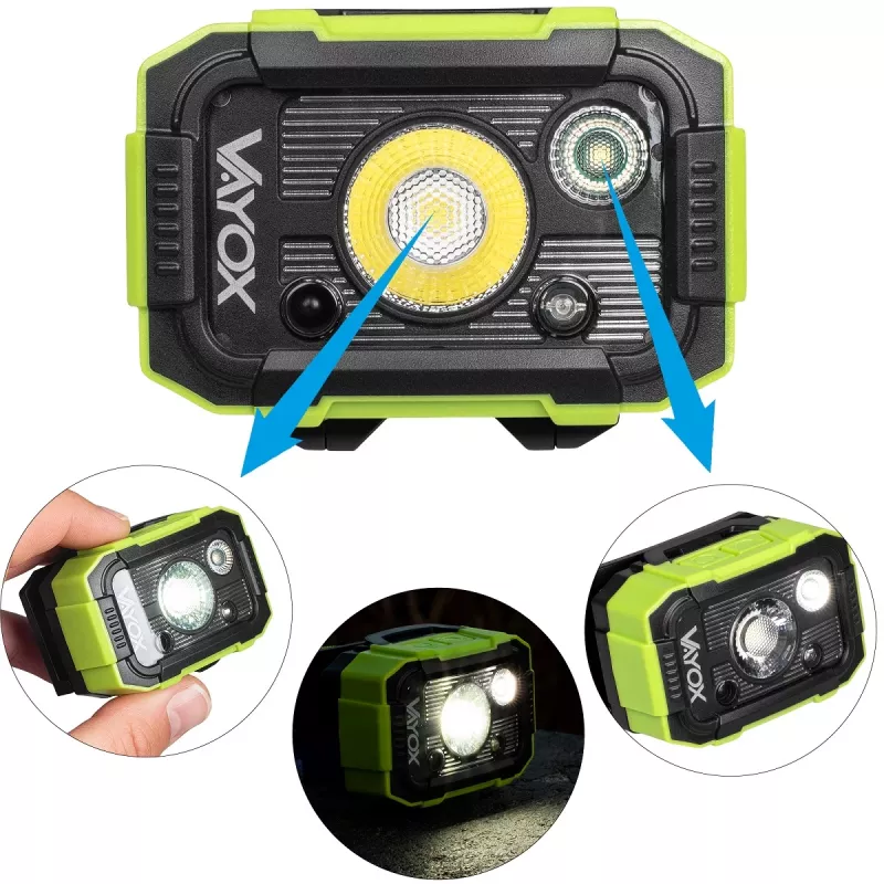 VAYOX DUAL HAMMER 500lm Pro Series lampada frontale ricaricabile VA0415