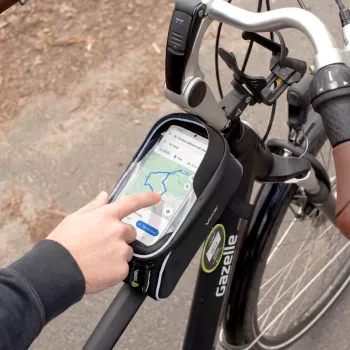 Vayox VA0450 borsa da telaio per bici con due tasche e vano per smartphone, nero