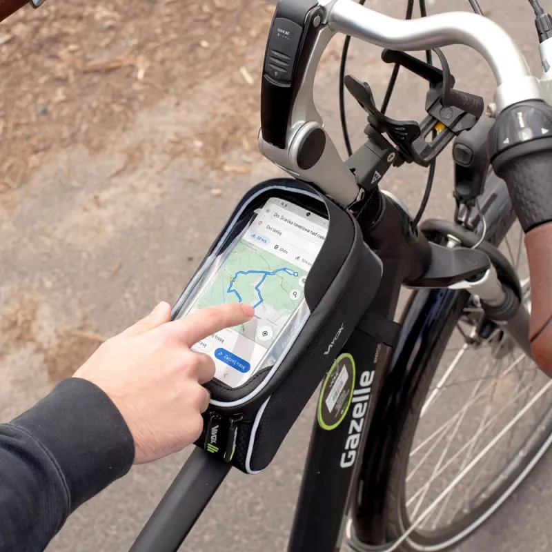 Vayox VA0450 borsa da telaio per bici con due tasche e vano per smartphone, nero