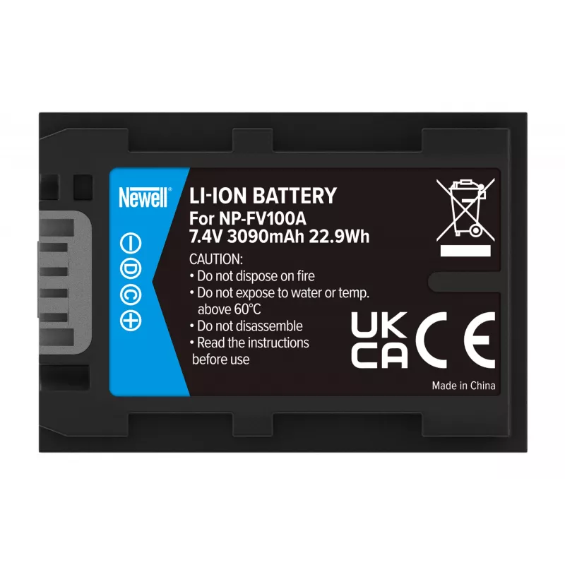 Newell batteria ricaricabile sostitutiva per Sony NP-FV100A, 3900mAh, 7,2V, Li-Ion, nero