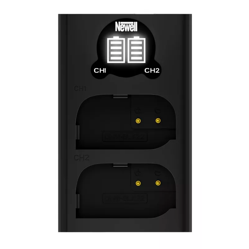 Newell caricabatterie USB-C a doppio canale DL-USB-C per batteria Panasonic DMW-BLK22 nero