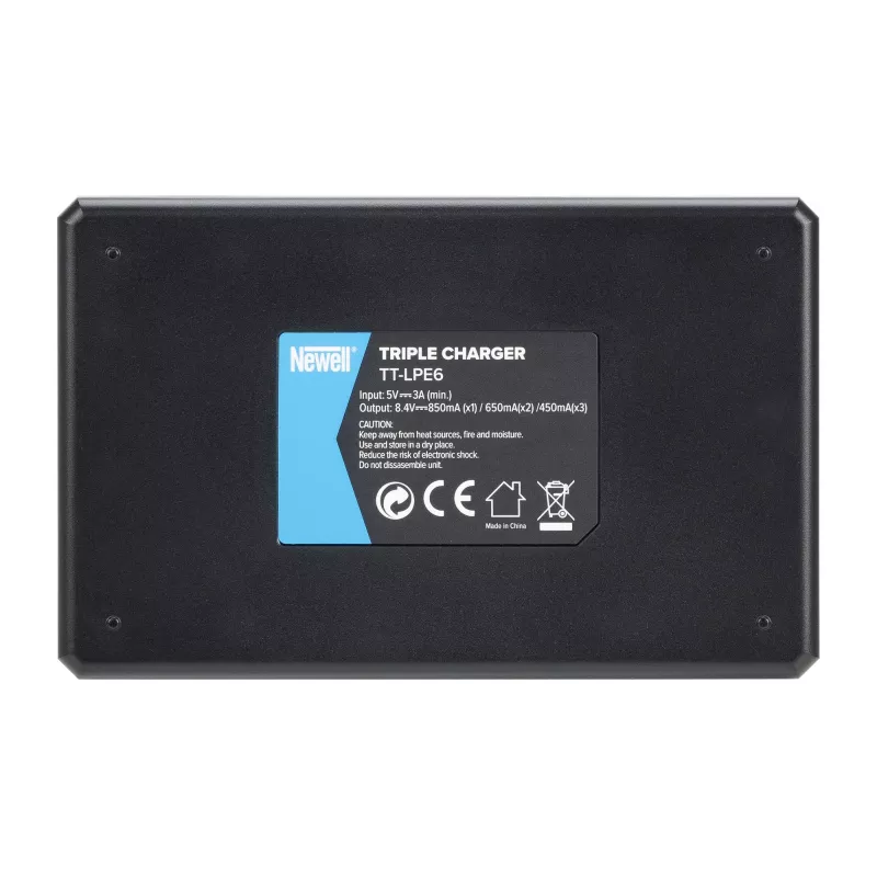 Caricabatterie Newell TT-USB-C Triple Channel per batterie Canon LP-E6