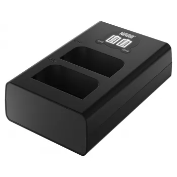 Caricabatterie Newell DL-USB-C a doppio canale per batterie Olympus BLX-1