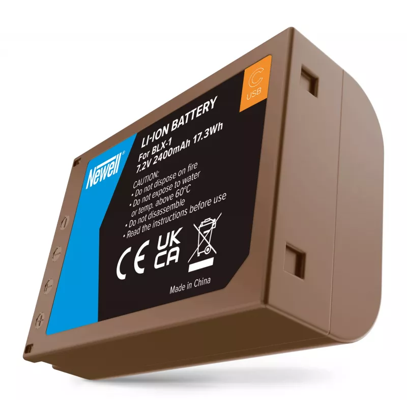 Batteria ricaricabile di ricambio Newell BLX-1 USB-C per Olympus