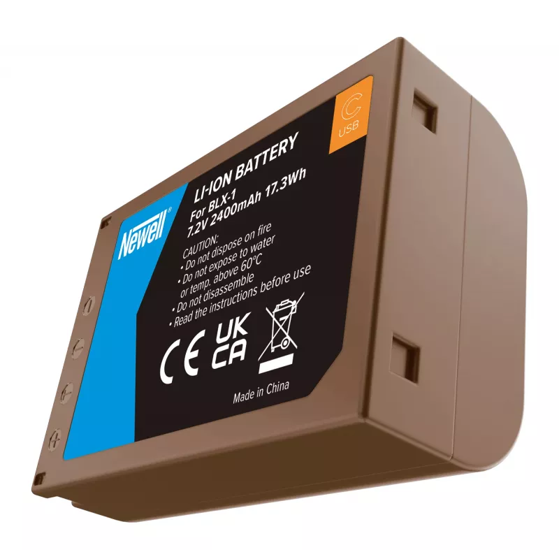 Batteria ricaricabile di ricambio Newell BLX-1 USB-C per Olympus