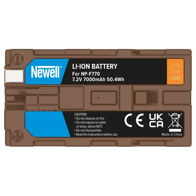 Batteria ricaricabile di ricambio Newell NP-F770 con USB-C per Sony