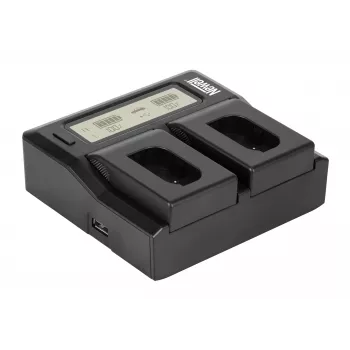 Caricabatterie Newell DC-LCD a doppio canale per batterie Panasonic DMW-BLK22