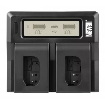 Caricabatterie Newell DC-LCD a doppio canale per batterie Panasonic DMW-BLK22