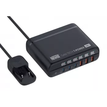 Caricabatterie da rete Newell GaN Tech T-Power 140 W con set di adattatori
